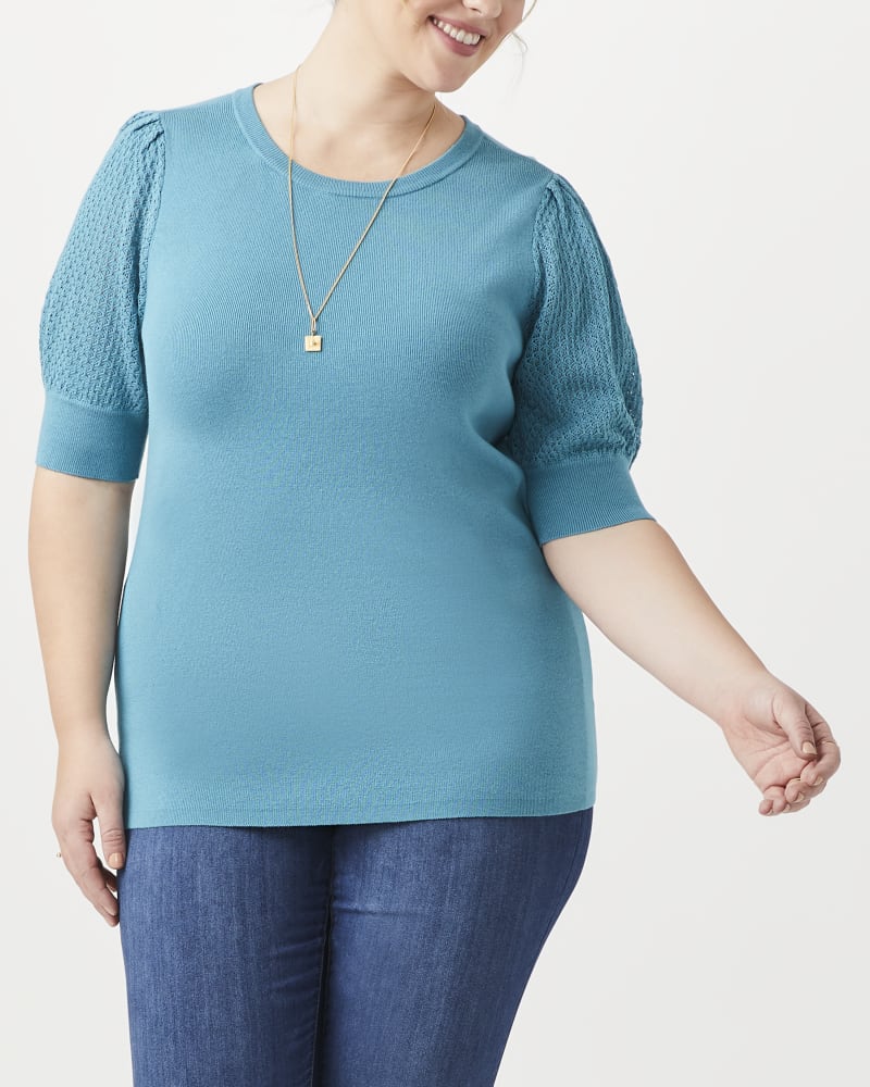 Front of plus size Alison Sweater knit Top by Molly&Isadora | Dia&Co | dia_product_style_image_id:152076